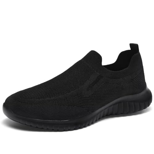 TIOSEBON Herren Slip On Sportschuhe Lässige Tennis Turnschuhe Leicht Laufen Gehen Schuhe 41 EU Alles schwarz von TIOSEBON