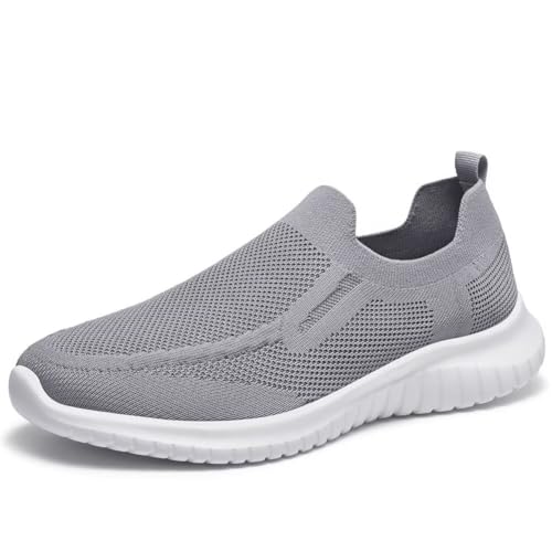 TIOSEBON Herren Slip On Sportschuhe Lässige Tennis Turnschuhe Leicht Laufen Gehen Schuhe 43 EU Hellgrau von TIOSEBON