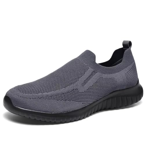 TIOSEBON Herren Slip On Sportschuhe Lässige Tennis Turnschuhe Leicht Laufen Gehen Schuhe 46 EU Tiefgraue/Schwarze Sohle von TIOSEBON