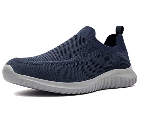 TIOSEBON Herren Slip On Sportschuhe Lässige Tennis Turnschuhe Leicht Laufen Gehen Schuhe 48 EU Marine/Graue Sohle von TIOSEBON