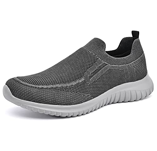 TIOSEBON Herren Turnschuhe Mesh Wander Schuhe - Elastische Leichte Atmungsaktive Slip On Tennis Turnschuhe 45 EU Schwarz von TIOSEBON