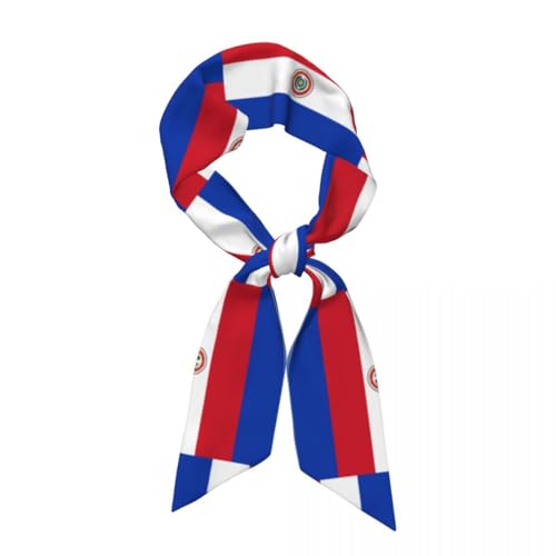 Damen Vintage Stilvolles Bandana Mit Seidengefühl,Farbmuster Mit Aufdruck Der Paraguay Flagge,Schmales Kopftuch Mit Schlichtem Design,Halstuch Mit Handtaschengriff Und Band,Geschenke von TIOYREVENO