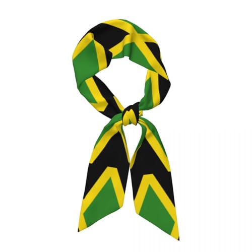 TIOYREVENO Haarschal Für Damen,Jamaika Flagge,Farbmuster,Seidenähnliches Stirnband,Weich Modisches Bandana-Kopftuch,Schmaler Handtaschengriff,Bunter Seidentuch Wickelband Halstuch Kopfbedeckung von TIOYREVENO