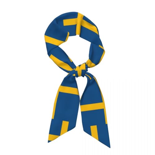 Haarschal Für Damen,Schwedisches Flaggenfarbmuster,Modisches Bandana-Kopftuch,Schmaler Handtaschengriff,Band Wickelband,Halstuch,Kopfbedeckung,Multifunktionales Haar-Hals-Accessoire von TIOYREVENO