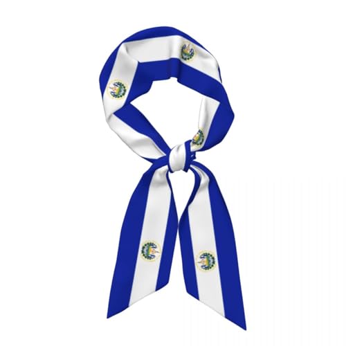 Modisches Kopftuch Aus Satin Für Damen Mädchen Wie Seide,Aufdruck Der Flagge Von El Salvador,Kleine Haarschals Süßes Retro Satin Haarband Bandschal Bandanas Handtaschengriff Hutdekoration von TIOYREVENO
