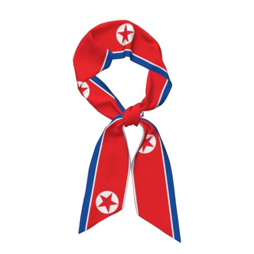 Modisches Kopftuch Aus Satin Für Damen Und Mädchen Wie Seide,Nordkorea Flaggen Aufdruck,Kleine Haarschals,Süßes Retro Satin Haarband,Bandschal Bandanas Handtaschengriff Hutdekoration von TIOYREVENO