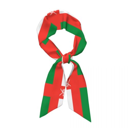 TIOYREVENO Modisches Kopftuch Aus Satin Für Damen Und Mädchen Wie Seide,Sonderdruck Mit Oman Flagge Kleine Haarschals,Süßes Retro Satin Haarband,Bandschal-Bandanas,Handtaschengriff Hutdekoration von TIOYREVENO