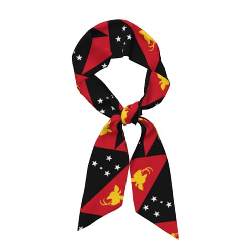 TIOYREVENO Modisches Kopftuch Aus Satin Wie Seide Für Damen Und Mädchen,Papua Neuguinea Flaggen,Kleine Haarschals,Süßes Retro Satin Haarband,Bandschal Bandanas,Handtaschengriff Hutdekoration von TIOYREVENO