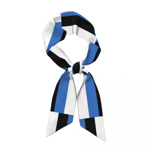 TIOYREVENO Modisches Satin Kopftuch Für Damen Und Mädchen Wie Seide,Estland-Flaggen-Aufdruck,Kleine Haarschals Für Frauen,Süßes Retro Satin Haarband,Bandschal Bandanas,Handtaschengriff Hutdekoration von TIOYREVENO