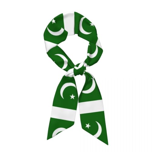 TIOYREVENO Modisches Satin Kopftuch Für Damen Und Mädchen Wie Seide,Pakistanische Flagge Mit Sonderdruck,Kleine Haarschals,Süßes Retro Satin Haarband,Bandschal Bandanas Handtaschengriff Hutdekoration von TIOYREVENO