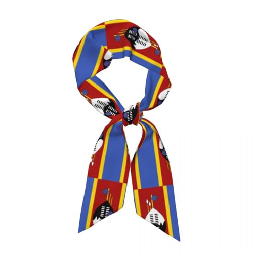 TIOYREVENO Seidenschal Für Damen,Mit Swasiland Flagge,Seidenähnliches Stirnband,Modisches Bandana-Kopftuch,Schmaler Handtaschengriff,Wickelband,Halstuch,Kopfbedeckung,Multifunktionales Accessoire von TIOYREVENO