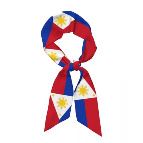 TIOYREVENO Stilvolles Bandana Mit Seidengefühl Für Damen,Farbmuster Mit Philippinischem Flagge,Schmales Kopftuch Mit Schlichtem Design,Halstuch Mit Handtaschengriff Und Band,Geschenke Für Mädchen von TIOYREVENO