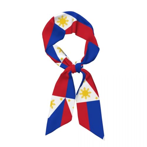 Stilvolles Bandana Mit Seidengefühl Für Damen,Farbmuster Mit Philippinischem Flagge,Schmales Kopftuch Mit Schlichtem Design,Halstuch Mit Handtaschengriff Und Band,Geschenke Für Mädchen von TIOYREVENO