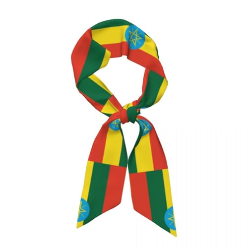 Stilvolles Bandana Mit Seidengefühl Für Damen,Spezieller Aufdruck Mit Äthiopischer Flagge,Buntes Muster Schmales Kopftuch Mit Einfachen Designs,Halstuch Handtaschengriff Und Band,Geschenke von TIOYREVENO