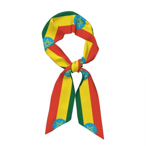 Stilvolles Bandana Mit Seidengefühl Für Damen,Spezieller Aufdruck Mit Äthiopischer Flagge,Buntes Muster Schmales Kopftuch Mit Einfachen Designs,Halstuch Handtaschengriff Und Band,Geschenke von TIOYREVENO