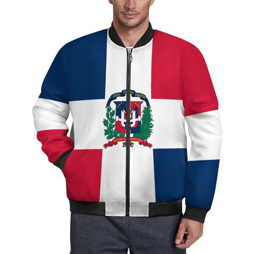 TIOYREVENO Bomberjacke mit Flaggendesign der Dominikanischen Republik, Pilotenjacke im Retro-Stil für Frühling und Herbst, bequeme und modische Herrenjacke 1 2XL von TIOYREVENO