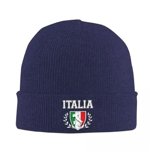 TIOYREVENO Sports Italia Italien Italienische Flagge Wintermütze Strickmützen für Outdoor-Aktivitäten Mehrere Farben Unisex Thermomütze Herbst und Winter Tägliche Beanie Marineblau Einheitsgröße von TIOYREVENO