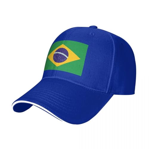 TIOYREVENO Stilvolle Sandwich-Baseballkappe mit brasilianischem Flaggendesign,verstellbar,atmungsaktiv,Frühling/Herbst,Unisex-Mütze für Outdoor-Reisen,Blau,Einheitsgröße von TIOYREVENO