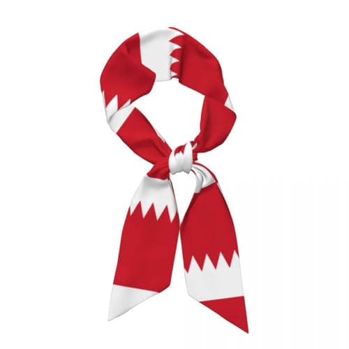 Vielseitig Verwendbarer Schal Für Damen Aus Hochwertigem Satin Im Modischer Stil,Muster Mit Bahrainischer Flagge In Farben Rot-Weiß,Als Schal Für Flugbegleiterinnen,Kopftuch Halstuch Gürtel von TIOYREVENO
