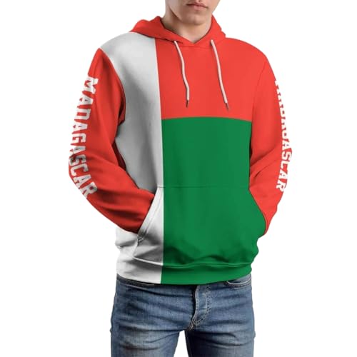 Von Graphic Impact Inspirierte Flagge Madagaskars, Hip-Hop-Sweatshirt Im Urbanen Oversized-Look, Lässiger Pullover Mit Kapuze Ohne Reißverschluss Für Workout, Sport, Laufen Im Freien, Bequem von TIOYREVENO