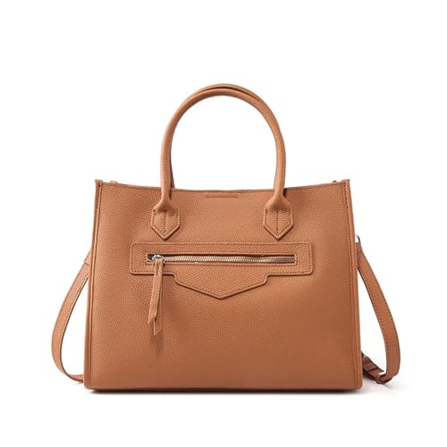 TIOYW Damen-Handtasche mit großem Fassungsvermögen, echtes Leder, luxuriöse Designer-Tasche, lässige Pendlertasche, braun, 33-26-13 cm von TIOYW