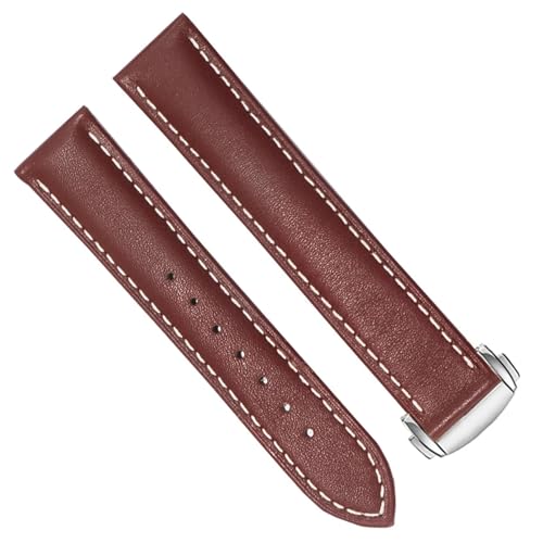 TIOYW Echtes Leder Armband für Omega 300/150 Schwarz Braun Uhrenarmband Faltschließe Zubehör Handschlaufe, 21 mm, Achat von TIOYW