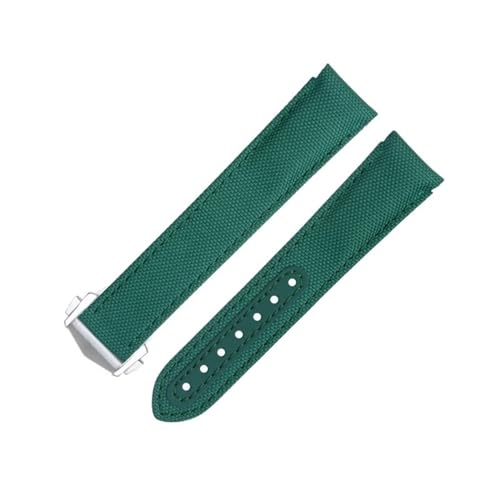TIOYW Uhrenarmband aus hochdichtem Nylon-Rindsleder, 20 mm, passend für Omega-Armband für AT150 Seamaster 300 Planet Ocean De Ville Speedmaster Uhrenarmband mit gebogenem Ende, Grün, 20 mm, Achat von TIOYW