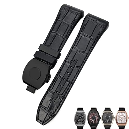 TIOYW Uhrenarmband für Franck Muller, 28 mm, Rindsleder, Silikon, Nylon-Gummi, Faltschnalle, Uhrenarmbänder für Herren, 28mm, Achat von TIOYW