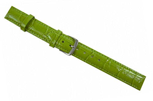 Ersatz Wechsel Uhren Armband Kalbsleder Alligator Louisiana Prägung dunkel grün Schließe Silber (22 mm.) von TIPIGRA