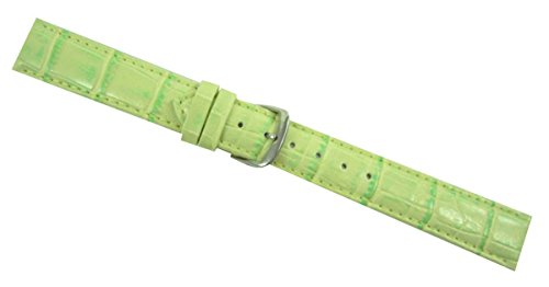 Ersatz Wechsel Uhren Armband Kalbsleder Alligator Louisiana Prägung hell grün Schließe Silber (24 mm.) von TIPIGRA