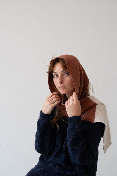 TIRALAHILACHA Tayo chunky wool scarf in three-tone von TIRALAHILACHA