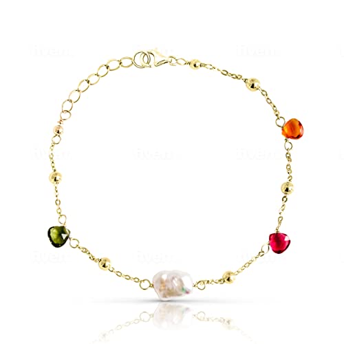 Tiramisu | Natürliche Perle, Runde Perlen und Kristalle Armband | 925 Sterling Silber Rose Vergoldet | Damen/Jugendlichen Schmuck | Verstellbare Größe | Dünne und Zarte| Elegantes Geschenk|16+3cm von TIRAMISÚ JEWELRY