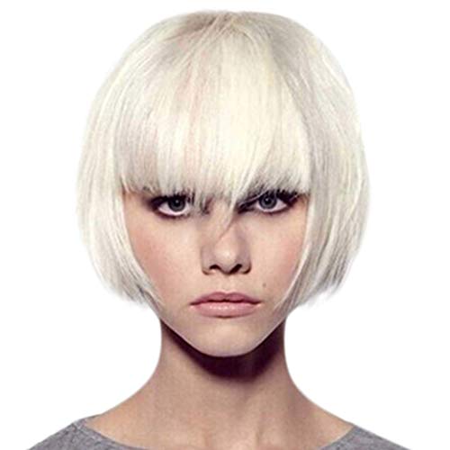 TIREOW Perücke Damen Mädchen Mode Kurze Weiße Coole Frauen Hübsche Realistische Haar Perücken von TIREOW_Wig