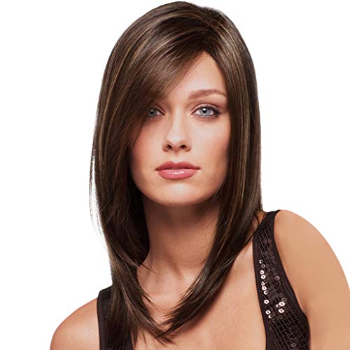TIREOW Perücken Damen Synthetische Mittellange Haare Braune Haare Perücke Natürliche Haarperücken von TIREOW_Wig