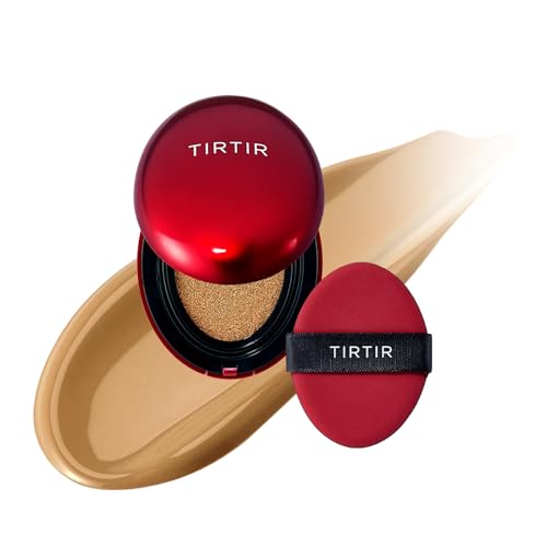 TIRTIR Mask Fit Red Cushion Foundation In Minigröße, Volle Deckkraft, Leichte Haut, Satinierte, Glänzende Oberfläche, Tattoo-Cover Zum Zusammenbauen (0,15 Fl Oz), 33 W, Ingwer von TIRTIR
