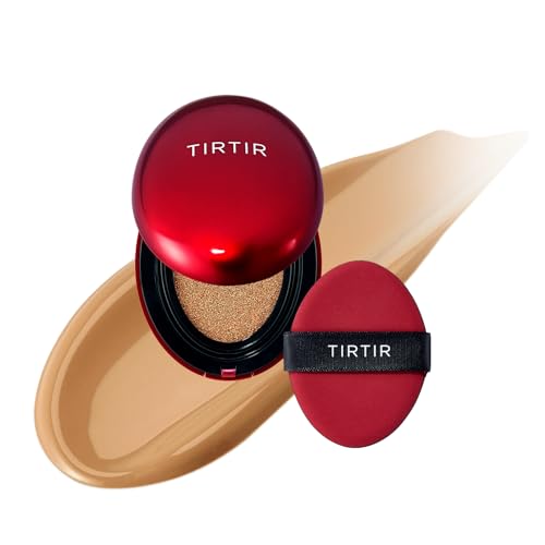 TIRTIR Mask Fit Red Cushion Foundation In Minigröße, Volle Deckkraft, Schwerelose Haut, Satinierte, Glänzende Oberfläche, Tattoo-Cover Zum Aufbauen (0,15 Fl Oz), 30 N, Reichhaltiger Honig von TIRTIR