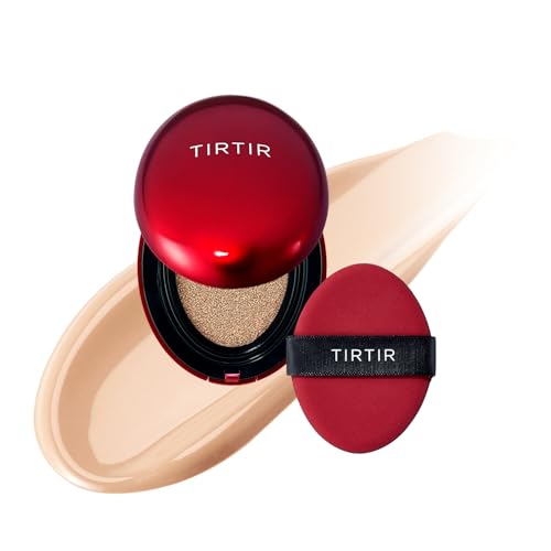 TIRTIR Mask Fit Red Cushion Foundation In Minigröße, Vollständige Abdeckung Für Schwerelose Haut, Satinierte, Glänzende Oberfläche, Tattoo Cover Up Buildable (0,15 Fl Oz), 21N, Elfenbeinfarben von TIRTIR