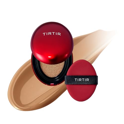 TIRTIR Mini-Maske Fit Red Cushion Foundation, Volle Deckkraft, Schwerelose Haut, Satinierte, Glänzende Oberfläche, Tattoo Cover Up Buildable (0,15 Fl Oz), 34N Pecan von TIRTIR