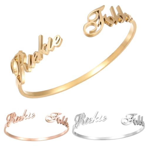 TIRXUIND Personalisiertes Manschettenarmband, personalisierbarer Armreif mit Herz- oder Doppelnamen-Design, gravierte Nachricht, Zitat oder Name, Silber, Gold oder Roségold, aufmerksames TIRXUIND Personalisiertes Manschettenarmband, personalisierbarer Armreif mit Herz- oder Doppelnamen-Design, gravierte Nachricht, Zitat oder Name, Silber, Gold oder Roségold, aufmerksames von TIRXUIND