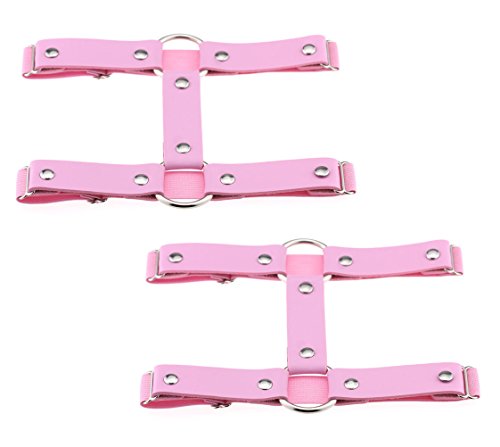 TISDA 2 Stück Punk Leder Strumpfband Elastische Nieten Bein Strumpfgürtel (Rosa) von TISDA