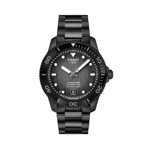 TISSOT Seastar 1000 Powermatic 80, 40 mm, Schwarz, Kompakt - Uhr für Erwachsene - Unisex - Wasserdicht bis 300 m - Schweizer Automatikwerk von TISSOT