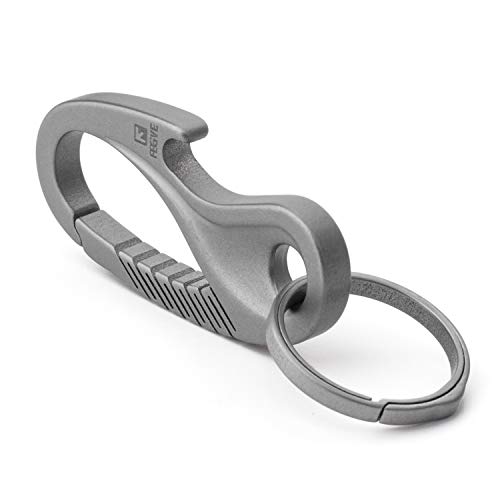 TISUR Titan-Karabiner, Schlüsselanhänger-Clip, Flaschenöffner, Schlüsselanhänger, Multitool, robuste Autoschlüsselkette, taktisch, GRAU, Large von TISUR