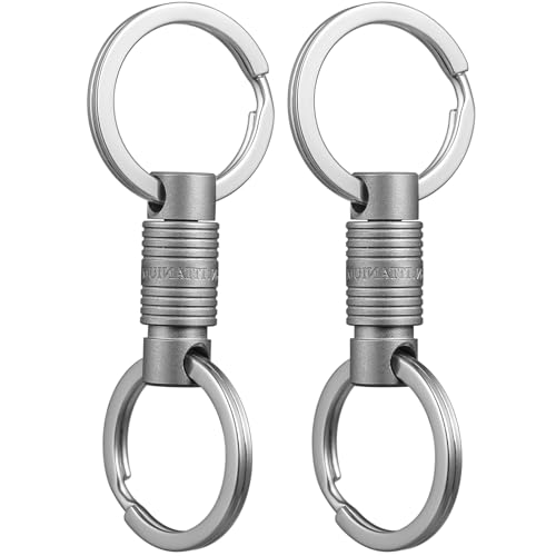 TISUR Titan-Schlüsselanhänger mit Schnellverschluss, 360° drehbar, kleiner Schlüsselanhänger zum Auseinanderziehen mit abnehmbaren Schlüsselringen, 2 x abnehmbare Schlüsselanhänger, silberfarben, von TISUR