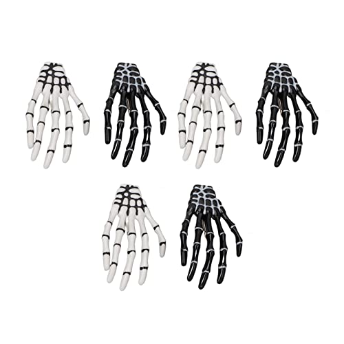 3 Paar Halloween Skelett Hände Knochen Haarspangen, Schwarz Weiß Punk Rock Horror Haarspange für Halloween Cosplay und Kostümpartys, Zarte Einzigartige Frauen Mädchen Haarschmuck von TITA-DONG