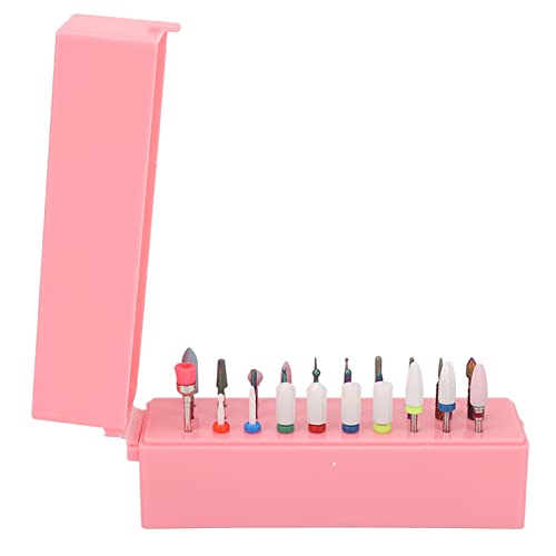 Nagel-Bits-Halter-Set, Nagel-Bits-Display-Organizer, Großer Raumbehälter, 30 Löcher, Staubdichte Abdeckung, Sichere Mini-Nagel-Bits aus Wolframstahl mit Aufbewahrungsbox für Den Heimgebrauch, Nagelstu von TITA-DONG