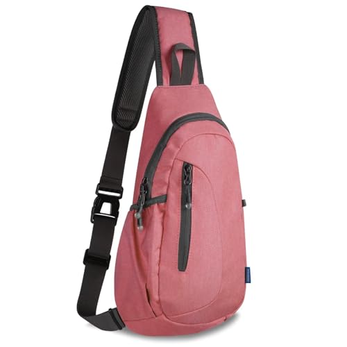 TITECOUGO Canvas Small Sling Bag Lightweight Crossbody Bag for Women Rucksack for Men Running Backpack Travel Chest Pack Shoulder Daypack for Gym Work Sports Hiking Outdoor Watermelon Red von TITECOUGO