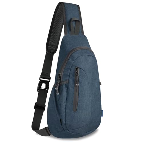 TITECOUGO Canvas Small Sling Bag Lightweight Crossbody Bag for Women Rucksack for Men Running Backpack Travel Chest Pack Shoulder Daypack for Hiking Outdoor Gym Work Sports Dark Blue von TITECOUGO