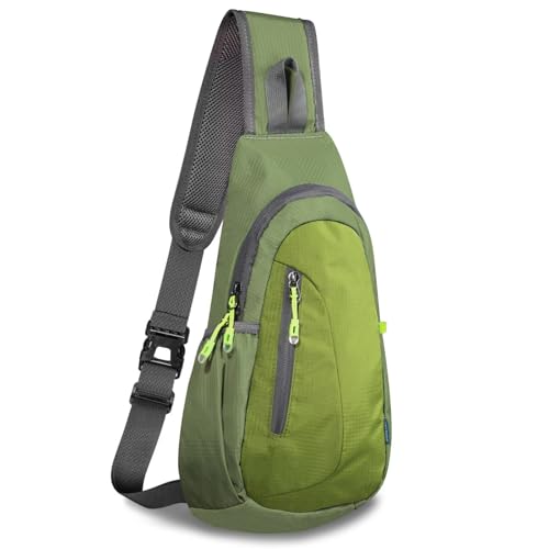 TITECOUGO Rucksack for Men Backpack Shoulder Bag Sling Small Bag Women Gym Bags Cross Body Running Work Healthy Back Chest Pouch Backpacks Daypack Camp Day Packs Sports Lightweight Army Green von TITECOUGO
