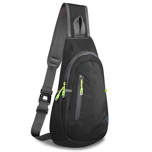 TITECOUGO Small Backpack Sling Bag for Men Women Shoulder Bags Gym Cross Body Running Rucksack Work Healthy Back Bag Chest Bags Crossbody Backpacks Daypack Camp Day Packs Sports Lightweight Black von TITECOUGO