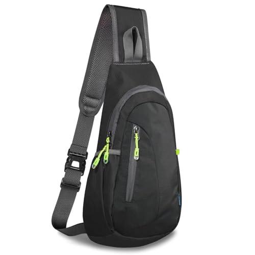 TITECOUGO Small Backpack Sling Bag for Men Women Shoulder Bags Gym Cross Body Running Rucksack Work Healthy Back Bag Chest Bags Crossbody Backpacks Daypack Camp Day Packs Sports Lightweight Black von TITECOUGO